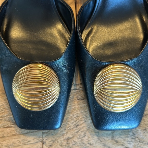 Like New Zara Black Slingback Heels with Gold Detail – Size 40 / 9.5 - Picture 6 of 10
